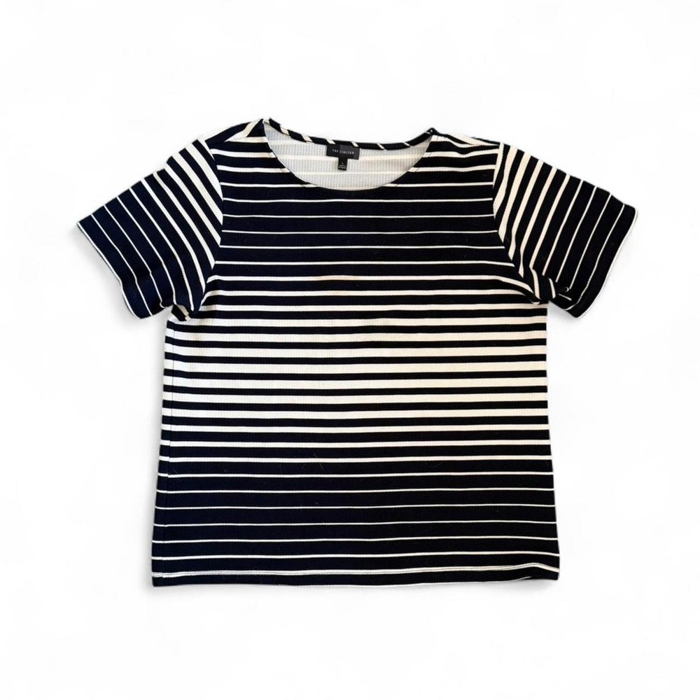The Limited navy and white work blouse
